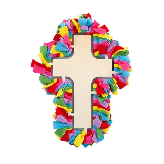 Fun Express Fleece Tied Cross Wreath Craft Kit - Makes 3