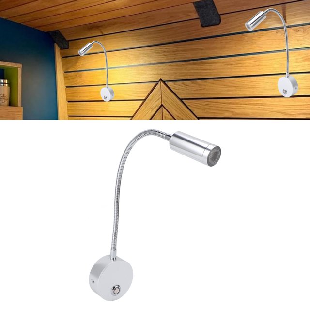 Lumière de Lecture RV Dimmable, Lumière Intérieure RV Résistante à l'Érosion 3 Températures de Couleur Luminosité Réglable pour Bateau Argent
