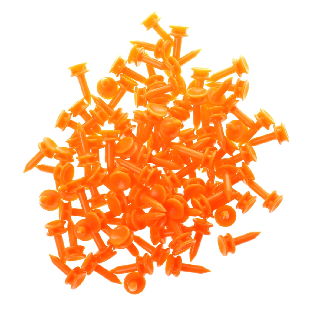 100 Pcs/Pack Professional 25mm 0.98' Plastic Castle Golf Tees Orange