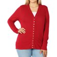 thumbnail image 3 of Zenana Women's Classic Front V-Neck Thin Snap Button Down Long Sleeve Ribbed Knit Cardigan, 3 of 4