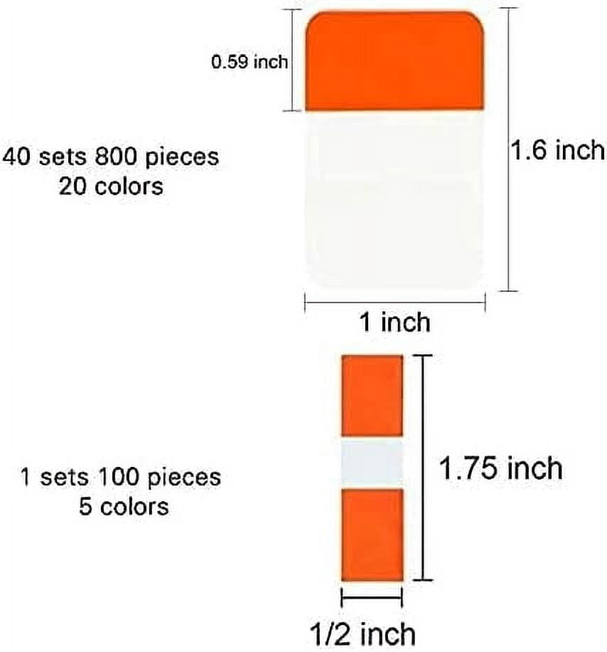 Tekola 900 Pieces Tabs Sticky Index Tabs,Writable and Repositionable File Tabs Flags Colored Page Markers Labels for Reading Notes, Books and Classify Files, 41 Sets (Index Tabs)