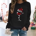 thumbnail image 3 of Women's Sweatshirts Red Wine Glass Christmas Sweatshirt Long Sleeve Casual Pullover Tunic Tops, 3 of 4