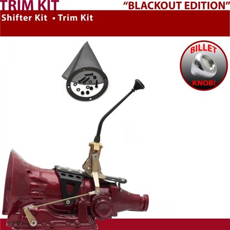 American Shifter C4 Shifter Kit Black 10 in. Trim Kit Push Button Gray Boot Billet Knob for EEAE5