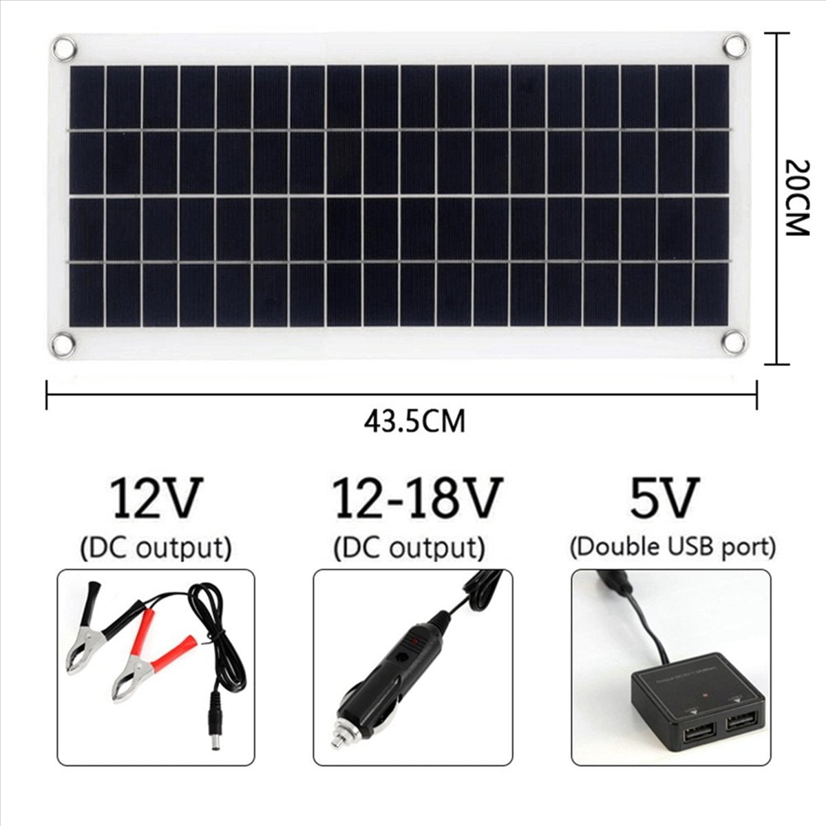 2X 15W Solar Panel 12-18V Solar Cell Solar Panel for Phone RV Car MP3 PAD Charger Outdoor Battery Supply A