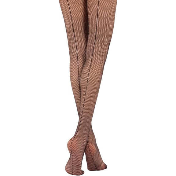CALZITALY Fishnet Tights with Back Seam, Seamed Fishnet Pantyhose, Skin Color Fishnet Tights for Women, Thigh High Fishnet Stockings, Italian Hosiery Panty Hose (L/XL)