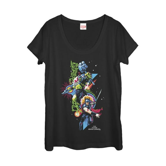 Women's Marvel Thor: Ragnarok Space Burst Scoop Neck Black Small