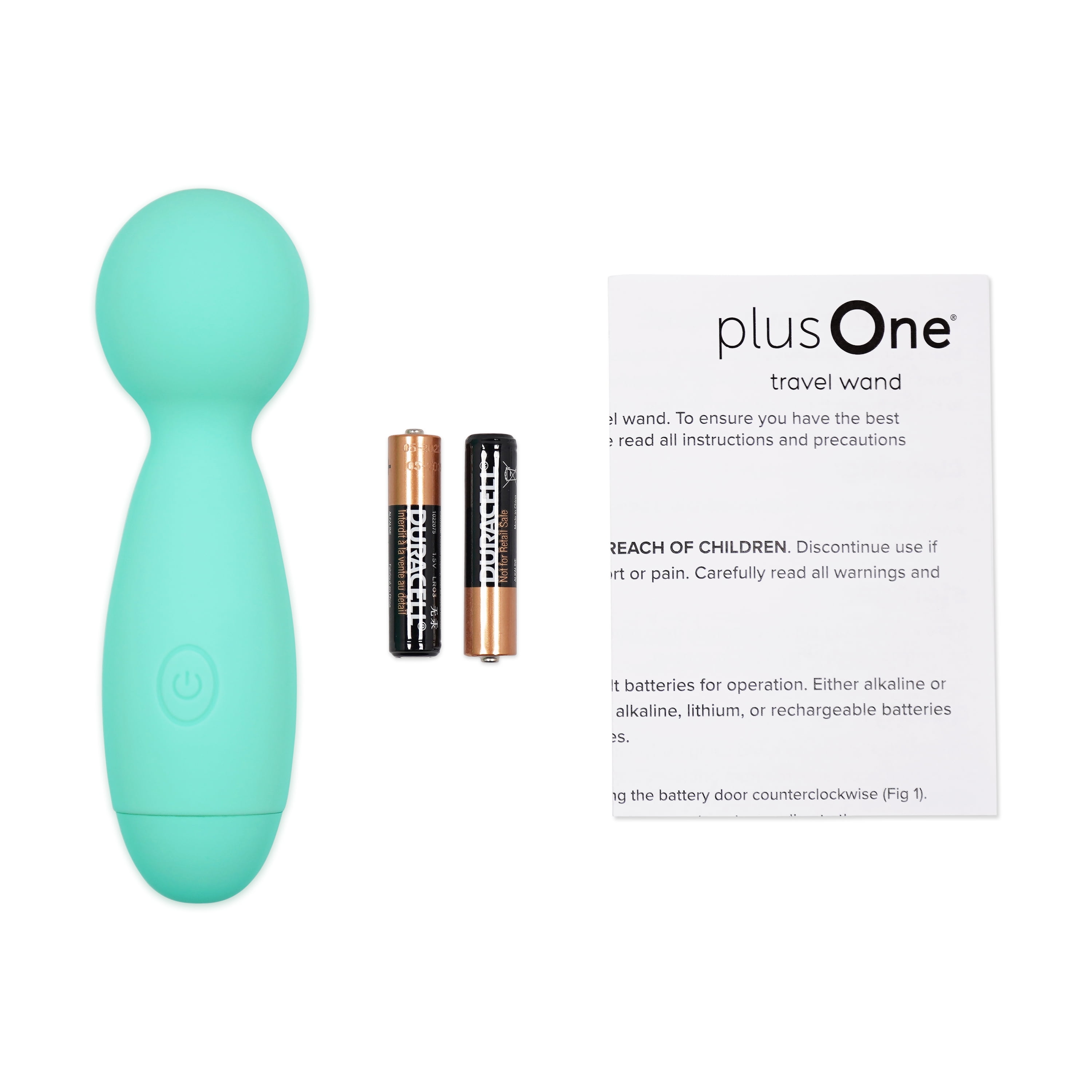 plusOne Mini Travel Vibrator Wand, Waterproof, Teal