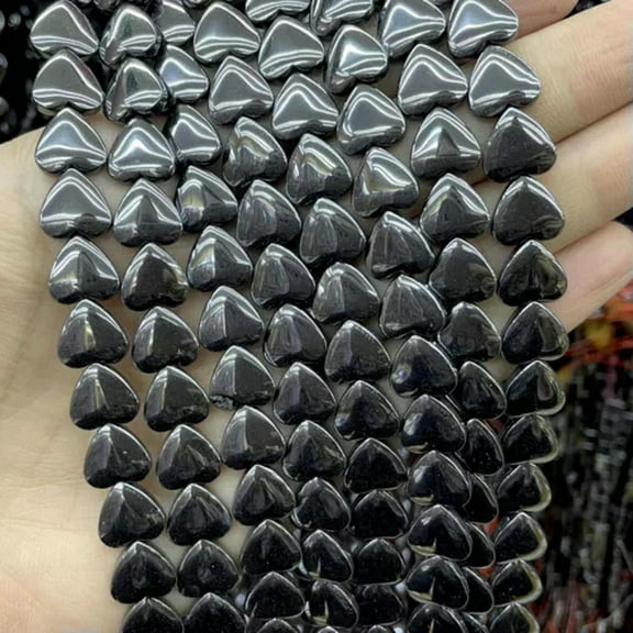 HOOUN 10-20mm Natural Heart Shape Agates Quartz Loose Spacer Beads for Jewelry Making-Hematite-14mm 13pcs beads
