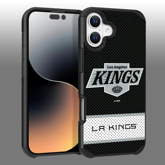 Apple iPhone 16 Plus (6.7) - NHL Licensed Los Angeles Kings Team Logo on Jersey Textured Dual Layer Case