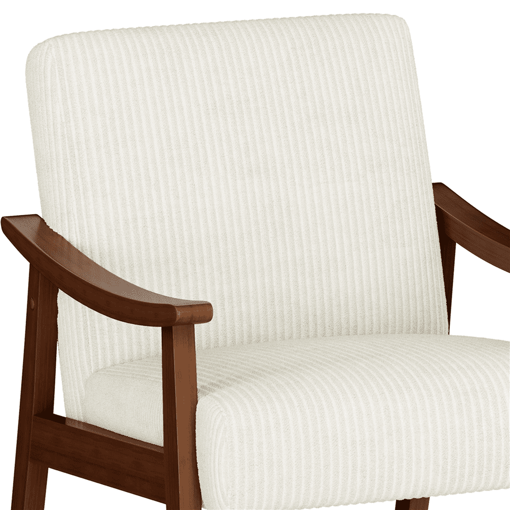Renwick Set of 2 Corduroy Fabric Armchairs with Solid Wood Legs, Beige