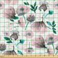 thumbnail image 2 of Ambesonne Floral Fabric by the Yard Upholstery, Pastel Dreamy Poppy Garden, 5 Yards, Dark Teal and Pale Pink, 2 of 5