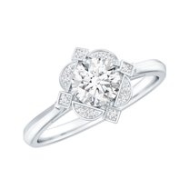 Rosec Jewels Certified Lab Grown Diamond Art Deco Engagement Ring, EF-VS Quality, 18K White Gold, US 11.00