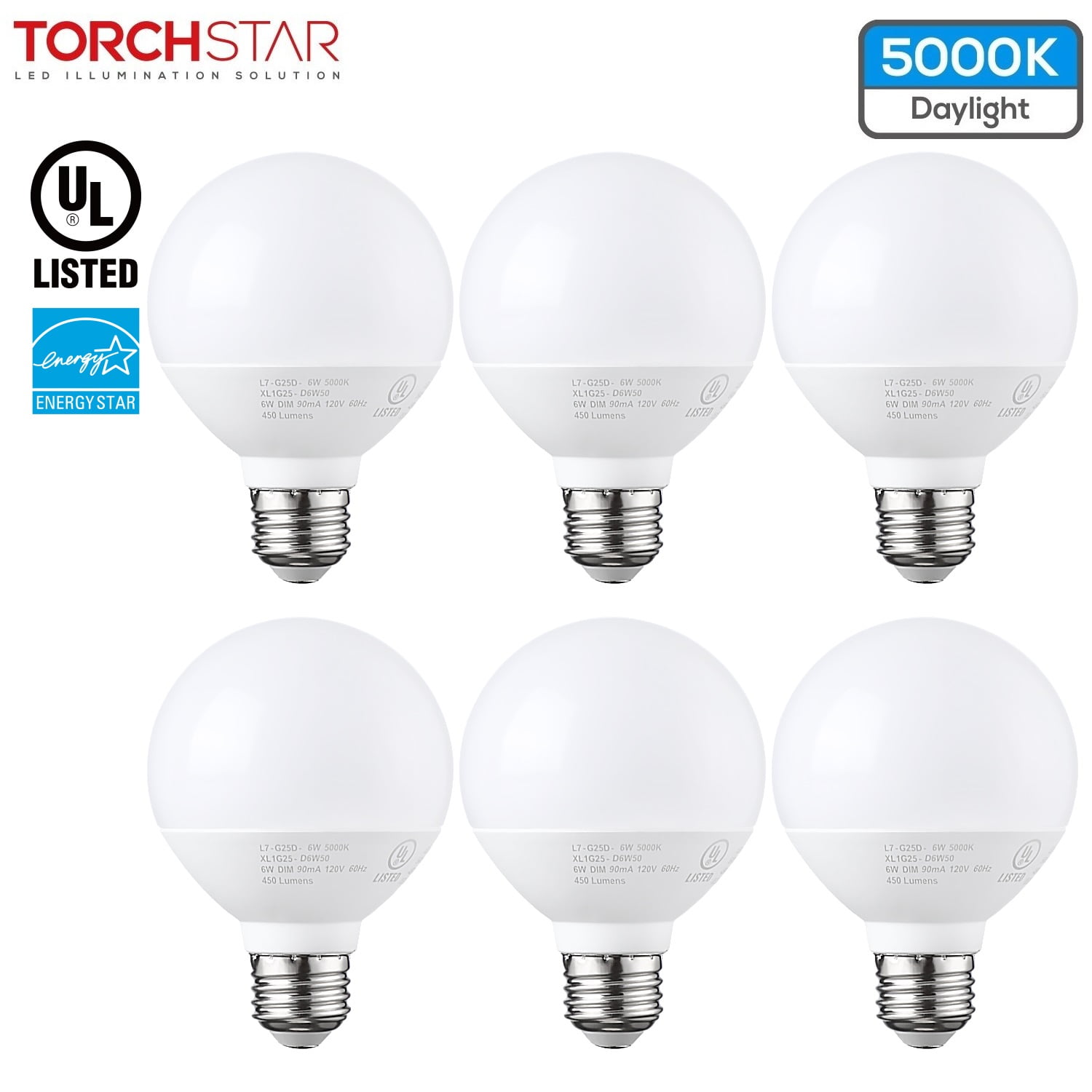 Sunco Lighting 8 Pack G14 Globe LED Light Bulb 5 Watt 5000K Daylight 