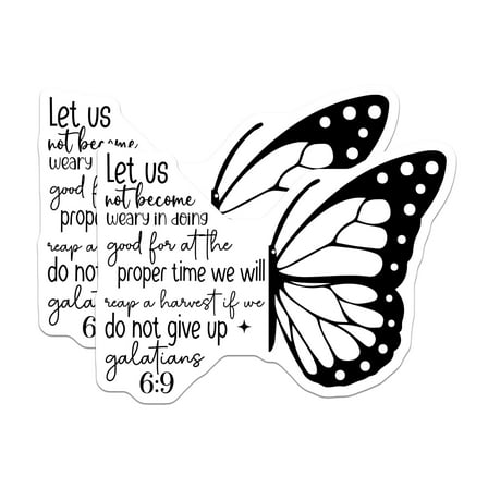 (2 Pack) Motivational Butterfly Magnets - Inspirational Quote - Bible Verse Magnet - Galatians 6:9-5" On Longest Side - for Cars, Fridges, Toolboxes - Made in USA - MAG3854