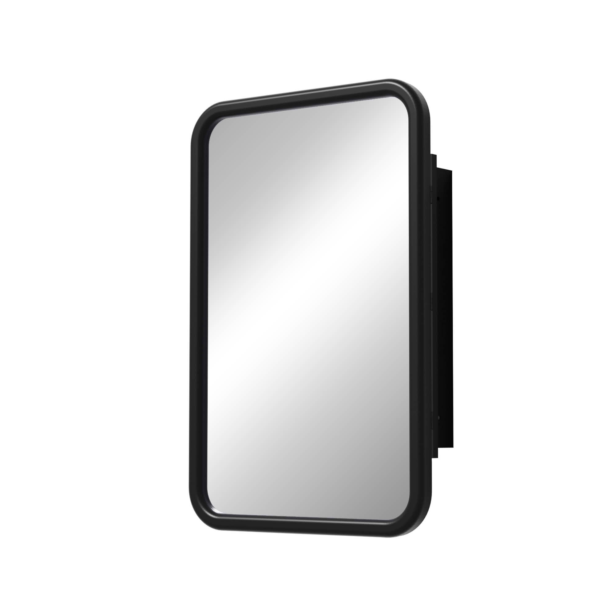 MAYEERTY 30x20x5 Inch Black Metal Round Corner Rectangular Medicine Cabinet for Bathroom