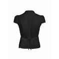 thumbnail image 6 of Women Y2K Lapel Cap‑Sleeve Crop Blouse, Ruched‑Front Tie‑Back Slim‑Fit Button‑Down Going‑Out Tops, 6 of 17