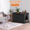 thumbnail image 2 of PRZL Cat Litter Box Enclosure Furniture Hidden Wooden Washroom Litter Box Cabinet, Indoor Cat House with Removable Divider, as Table Nightstand Storage Bench (Black), 2 of 9