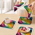 thumbnail image 5 of Colorful Pigment Pot Holders for Kitchen Heatproof Potholder, 2 Pack Abstract Color Block Oil Painting Hot Pads Multipurpose Oven Pads Cloth Potholders Trivet for Cooking and Baking, 5 of 8