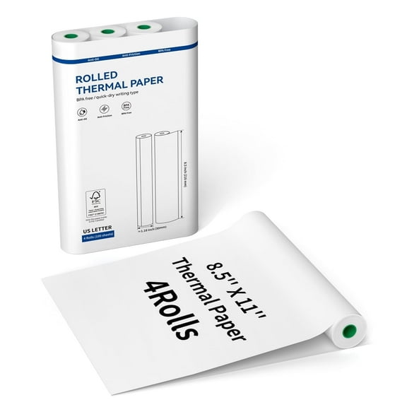 JADENS Thermal Printer Paper 8.5''x11'' US Letter Size,Thermal Paper Quick-Dry , Advanced Clear Printing, Compatible with JADENS PD-A4 Thermal Printer,100 Sheets/4 Rolls
