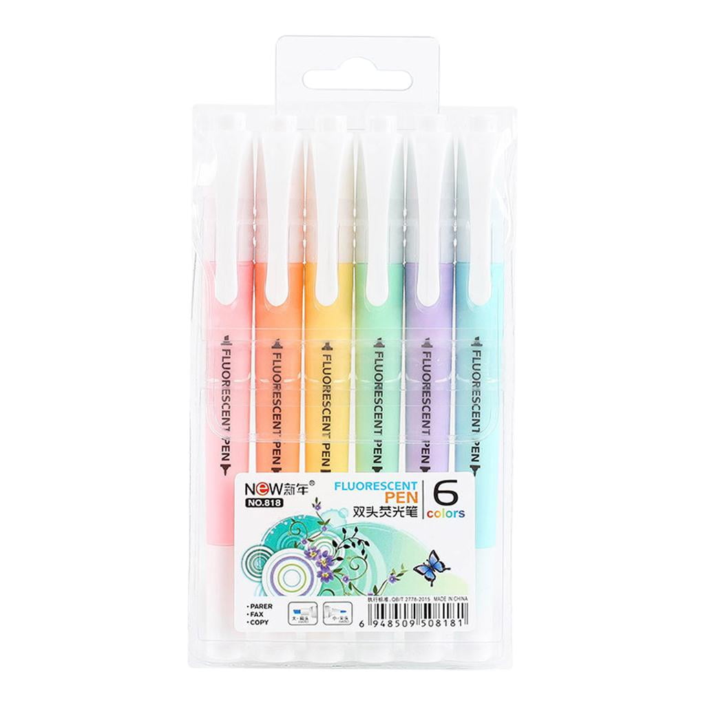 8x Assorted Colour Highlighter Marker Pens Fluorescent Tip Pastel Marker