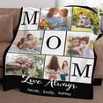 thumbnail image 2 of AISENIN Customized Family Photo Cozy Throw Blanket Black Throw Blanket Custom Bed Blankets with Photos for Mom Mother's Day Gift, 2 of 5