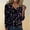 Black, variant on Graphic Tees for Women Elegant Shine Print Collar Top for Everyday Wear – Stylish V-Neck Long Sleeve Blouse with 3D Print for Spring Seasons Black S