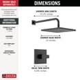 thumbnail image 3 of Delta Faucet Modern Raincan Square Single-Function Shower Valve Trim Kit Black, Shower Faucet Set, Rainfall Shower Head Black, Delta Shower Trim Kit, Matte Black T14268-BL-PP (Valve Not Included), 3 of 5