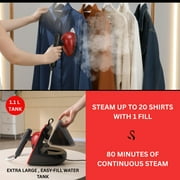 SALAV Deluxe DuoPress Steamer and Iron Station with Steam Levels and Digital Display, Red