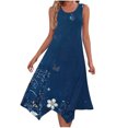 thumbnail image 2 of JTZGDY Women's Casual Summer Dress Retro Floral Printed Sleeveless Sundress Hankerchief Hem Midi Tank Dresses Loose Flowy Crewneck Beach Dress with Pockets Navy#02 S, 2 of 7