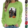 thumbnail image 2 of Qingpeng Womens Halloween Sweatshirt Crew Neck Fashion Cute Long Sleeve Fleece Crewneck Sweatshirt for Holiday Wear, 2 of 6