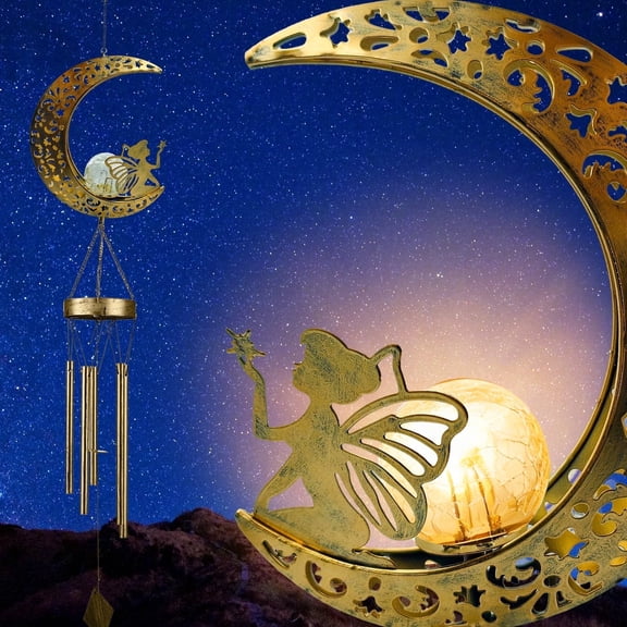 DAYBETTER Wind Chimes, Waterproof Solar Wind Chimes for Outside, Deep Tone Wind Chimes with Crackle Glass Ball, for Garden Patio Decor, Birthday, Mother's Day Gifts.