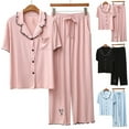 thumbnail image 3 of YanHoo Womens Petite Pajama Sets Lounge 2 Piece Pj Matching Cute Soft Short Sleeve Sleepwear Short Pants Set with Pocket, 3 of 6