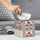 thumbnail image 5 of Fotbe Fashion Tatreez1 Porta Pañuelos Decorativo de Cuero, Caja Cuadrada Moderna para Pañuelos Faciales, Organizador y Dispensador 5x5x5'', 5 of 6