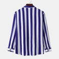 thumbnail image 3 of Camisa holgada de manga larga a rayas azul rey para hombre, de uso diario, con cuello vuelto, talla XL, 3 of 5