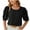 Black, variant on Womens Cute Summer Tops Crew Neck Puffy Short Sleeve Blouse Swiss Dot Loose Fit Solid Color Shirts 2024 Trendy