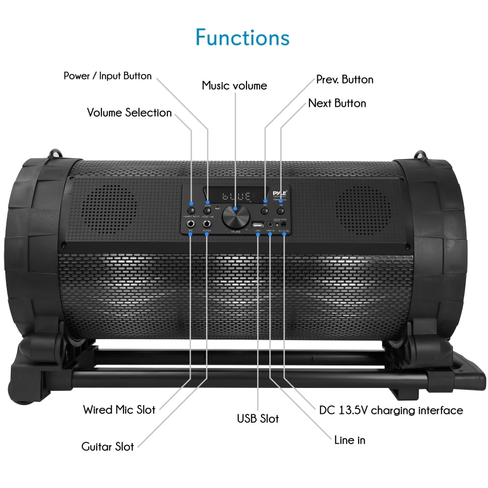 Pyle Bluetooth Boom Box Speaker System  Wireless & Portable Stereo Speaker with Builtin LED Light  (图2)