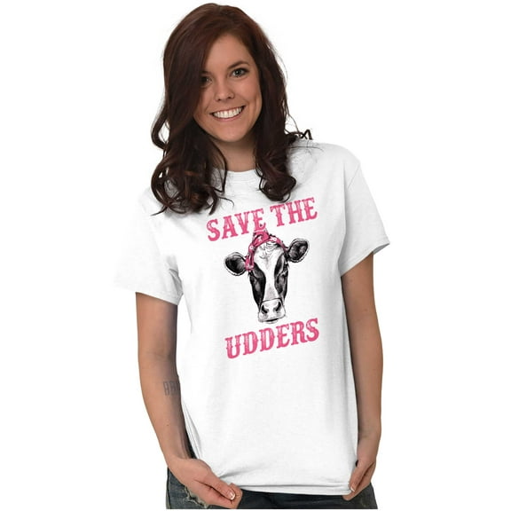 Breast Cancer Awareness Save Udders Women's Graphic T Shirt Tees Brisco Brands S