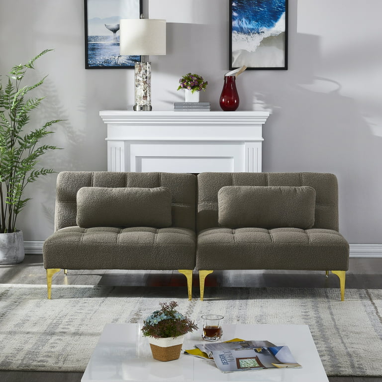 Teddy Fabric 3 Seater Sofa Removable Back and Seat Cushions Couch with 2  Throw Pillows and Square Arms for Living Room Sofa - Bed Bath & Beyond -  38428878