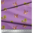thumbnail image 2 of Soimoi Purple Rayon Fabric Tree & Animals Dots Print Fabric by Yard 56 Inch Wide, 2 of 5