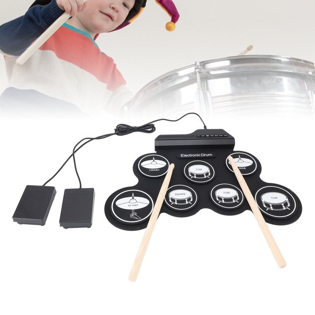 Hand Rolled Drum Pad, USB Electronic Drum Pad Silicone for Beginners