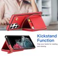 thumbnail image 2 of Crossbody Wallet Case for Samsung S22 Ultra, RFID Blocking PU Leather Zipper Handbag Purse Flip Cover, Kickstand Case with Card Slots Holder Wrist Strap Lanyard for Samsung Galaxy S22 Ultra, Red, 2 of 12