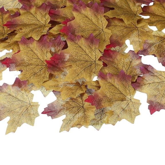 Uxcell 400 Pack Fall Leaves 3.3 Inch Colored Mixed Fake Leaves Artificial Maple Leaf Decorations for Halloween Thanksgiving Day Wedding Party Craft Prop Holiday, Purple