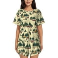 thumbnail image 1 of Fotbe Camping Caravan 1 Conjunto de Pijama Estampado para Mujer, 2 Piezas, Ropa de Dormir con Camiseta de Manga Corta y Shorts Suaves-XX-Large, 1 of 6
