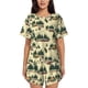 thumbnail image 1 of Fotbe Camping Caravan 1 Conjunto de Pijama Estampado para Mujer, 2 Piezas, Ropa de Dormir con Camiseta de Manga Corta y Shorts Suaves-Small, 1 of 6