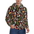 thumbnail image 2 of Kdxio Mushrooms Print Mens Casual Hooded Collar Drawstring Hoodies Pullover Sweatshirts Casual Long Sleeve Shirts-Large, 2 of 7