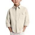 thumbnail image 2 of LIJCC Toddler Boys Button Up Dress Shirt Kids Long Sleeve Casual T-Shirt Soft Trendy Blouses Simple Tops Tees with Chest Pocket(White,12-18 Months), 2 of 7