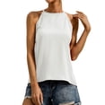 thumbnail image 3 of STARVNC Women Halter Neck Sleeveless High Low Hem Solid Color Tank Top, 3 of 7