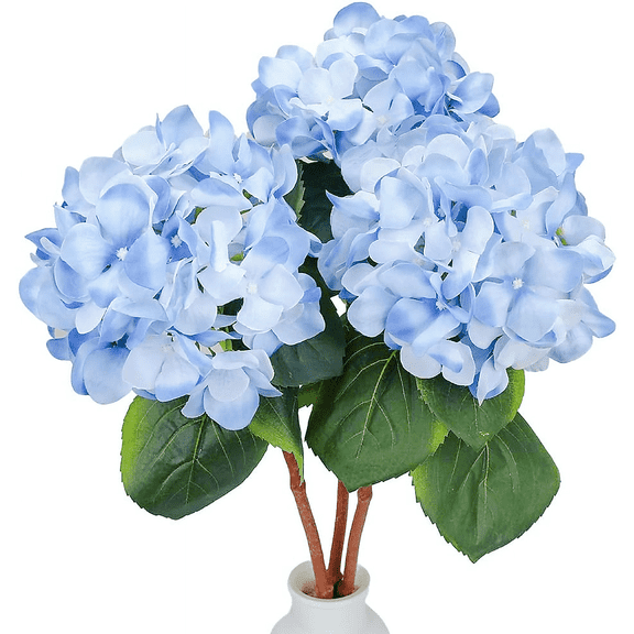 Junite Artificial Flowers 13 inch Fake Flowers Faux Hydrangea Flowers for Home Decor Party Floral Arrangements Wedding (Blue)