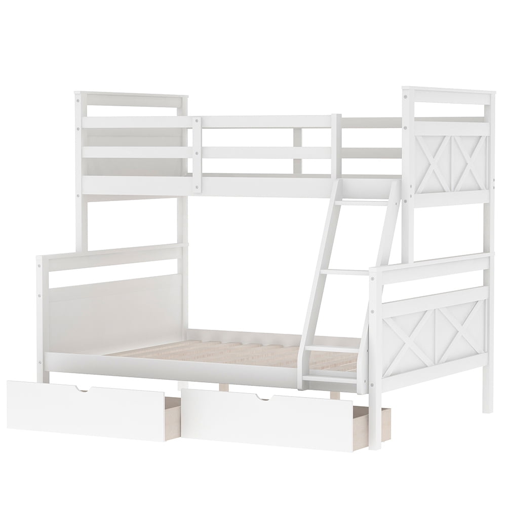 Kadyn Kids Bedroom Loft Bed with Storage Drawers, Can Be Split into Two Separate Beds, White Kadyn Kids Bedroom Loft Bed with Storage Drawers, Can Be Split into Two Separate Beds, White