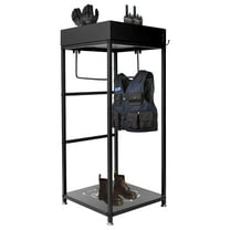 Police Gear Rack, Matte Black Carbon Steel, 43.3" Vertical Frame, Body Armor Storage Stand, 280lbs Heavy-Duty Capacity, Police Stations, Security Facilities